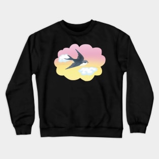 Swallow flies past the clouds Crewneck Sweatshirt